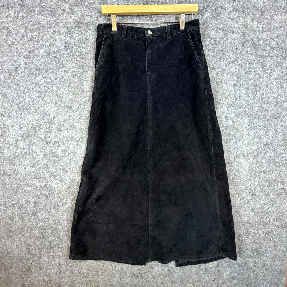 Vintage Ralph Lauren Corduroy Maxi Skirt Mens 8 Black Dark Academia Goth Grunge